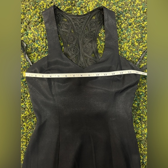 Vintage Jessica McClintock Gunne Sax Black Dress with Slit and Back Detail - Picture 9 of 12